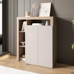 Credenza 108x126h cm cashmere e rovere cast con 2 ante - Conan