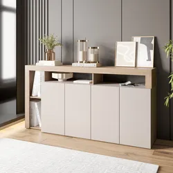 Madia 184x93h cm cashmere e rovere cast con 4 ante - Conan