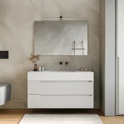 Mobile bagno sospeso 120 cm bianco opaco cannettato con lavabo alto in resina - Konai plus