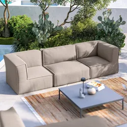 Divano modulare da esterno 3 posti in tessuto olefin lino - Baku