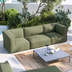 Divano modulare da esterno 3 posti in tessuto olefin verde oliva - Baku