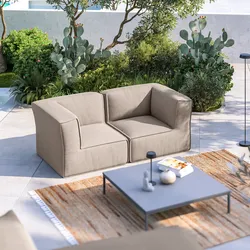 Divano modulare da esterno 2 posti in tessuto olefin lino - Baku