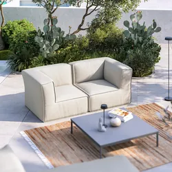 Divano modulare da esterno 2 posti in tessuto olefin naturale - Baku