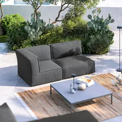 Divano modulare angolare da esterno 2 posti in tessuto olefin grigio scuro - Baku