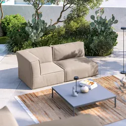 Divano modulare angolare da esterno 2 posti in tessuto olefin lino - Baku