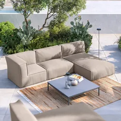 Divano da esterno modulare angolare 3 posti con chaise longue in tessuto olefin lino - Baku