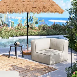 Poltrona modulare angolare da esterno in tessuto olefin naturale - Baku