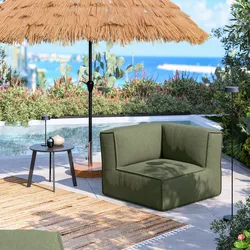 Poltrona modulare angolare da esterno in tessuto olefin verde oliva - Baku