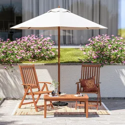 Set relax 2 posti in legno di acacia con poltrona pieghevole reclinabile e tavolino 100x50 cm - Paja