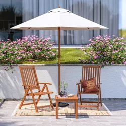 Set relax 2 posti in legno di acacia con poltrona pieghevole reclinabile e tavolino 50x50 cm - Paja