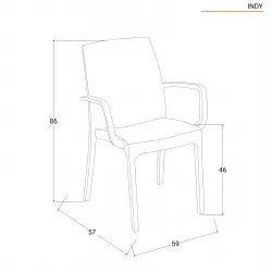 Sedia per giardino con braccioli impilabile grigio antracite modello Indy