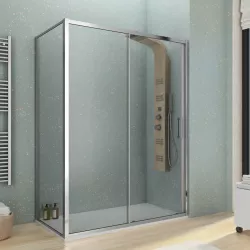 Box doccia 70x140 cm scorrevole vetro trasparente anticalcare profilo cromo 195h - Moritz