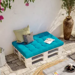Cuscino seduta pallet in poliestere 120x80 cm turchese per giardino e interno