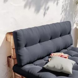Spalliera divano pallet da giardino e interni imbottita 120x45 cm grigio