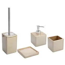 Set 4 accessori da bagno in ceramica bianco lucido - Linea Cuba