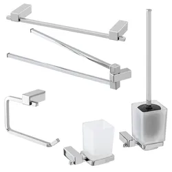 Set 5 accessori da bagno a muro in vetro e acciaio antiruggine