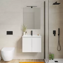 Mobile bagno sospeso 60 cm con doppia anta bianco lucido - Compact