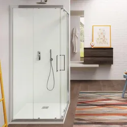 Box doccia 80x80 quadrato scorrevole altezza 190 cm cristallo 6 mm trasparente - Ebe