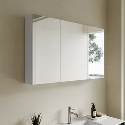 Specchio contenitore bagno cm 115 x 68 bianco lucido 3 ante