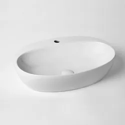 Lavabo da appoggio Elegance Circle 60 cm Azzurra in ceramica bianco monoforo