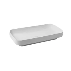 Lavabo in ceramica Elegance Soft 75x40 cm Azzurra installazione da appoggio o semincasso