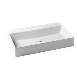 Lavabo in ceramica senza foro Elegance Squared 75 cm installazione da appoggio o sospesa