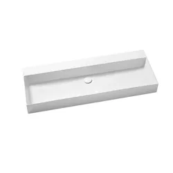 Lavabo da appoggio o sospeso 102x45 cm in ceramica bianco lucido - Elegance Squared