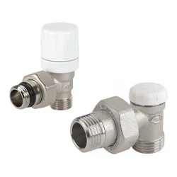 Kit valvola e detentore per radiatore o termoarredo + raccordi per rame da 14 bianco