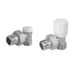 Kit valvola e detentore bianchi per termoarredo + raccordi da 16x2 rame o plastica