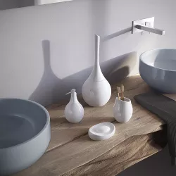 Lavabo-consolle da appoggio 84,5x57,5 cm in ceramica bianco alpino