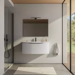 Mobile bagno sospeso 100 cm Jasmine bianco opaco lavabo e specchio