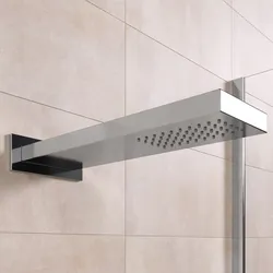 Soffione acciaio cromato a parete 50x15 cm squadrato design moderno