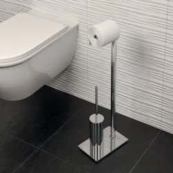 Piantana portarotolo e portascopino in acciaio inox e cromall cromo - Maine di Gedy