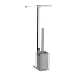 Piantana portarotolo in acciaio inox e portascopino argento e trasparente -  Rainbow di Gedy