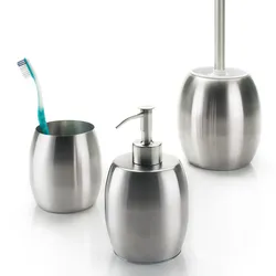 Set completo 3 accessori Nigella Gedy in acciaio inox spazzolato design contemporaneo