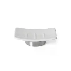 Portasapone d'appoggio in ceramica bianco e acciaio inox cromo - Petunia di Gedy