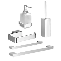 Set 5 accessori a muro in cromall e alluminio cromo - Lounge di Gedy