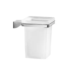 Portaspazzolini a muro in ottone e cromall cromo e vetro satinato - Glamour di Gedy