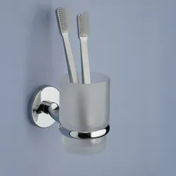 Portaspazzolini a muro in acciaio inox e cromall cromo e vetro satinato - Vermont Pro di Gedy