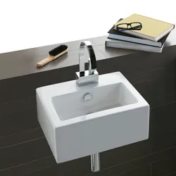 Lavabo sospeso in ceramica 43 cm salvaspazio con troppopieno e predisposizione foro rubinetteria - Frozen di Simas