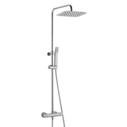 Colonna doccia con miscelatore termostatico ottone cromato design squadrato