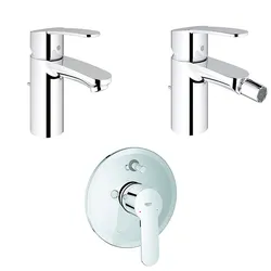 Set miscelatori lavabo + bidet + doccia con deviatore Grohe in ottone cromato EUROSTYLE Cosmopolitan