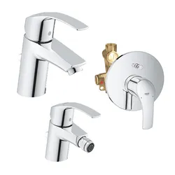 Set lavabo+ bidet+incasso doccia con deviatore Grohe Eurosmart New monocomando con piletta di scarico