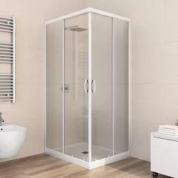 Box doccia 70X90 cm scorrevole con vetro trasparente e profilo bianco 185h - Lite