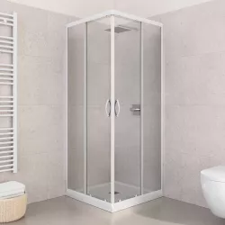 Box doccia 80X80 cm scorrevole con vetro trasparente e profilo bianco 185h - Lite