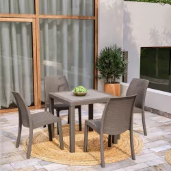 Tavolo da giardino 80x80 cm in polipropilene tortora