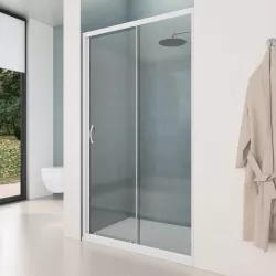 Box doccia nicchia 110 cm scorrevole con vetro trasparente e profilo bianco 185h - Lite
