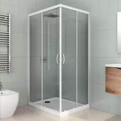 Box doccia 80X100 cm scorrevole con vetro trasparente e profilo bianco 185h - Lite