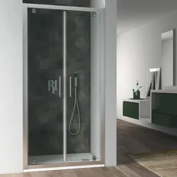 Nicchia doccia 90 cm porta doppio battente in cristallo trasparente 190h - Ebe