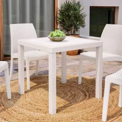 Set pranzo tavolo 80x80 cm e 4 sedie impilabili in polipropilene